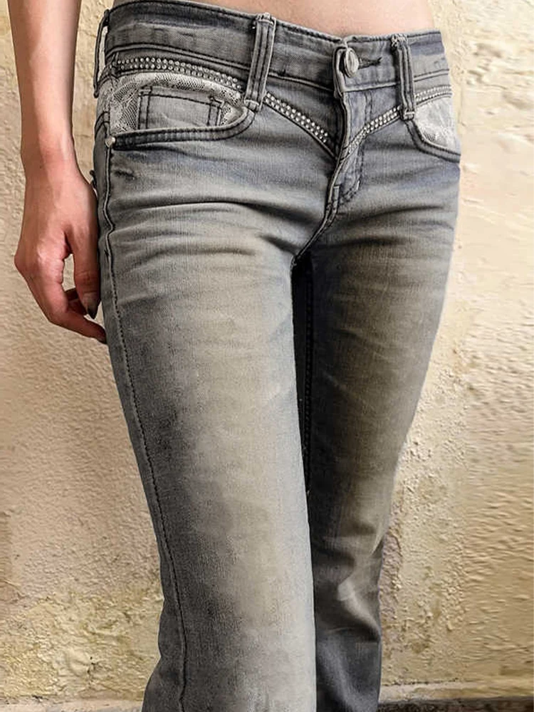 2025 Herfst Winter Vrouwen Amerikaanse Retro Laagbouw Denim Flare Broek 2000 s Abi Y2k Skinny Jean Stretch Bell Bottom Harajuku Nieuwe