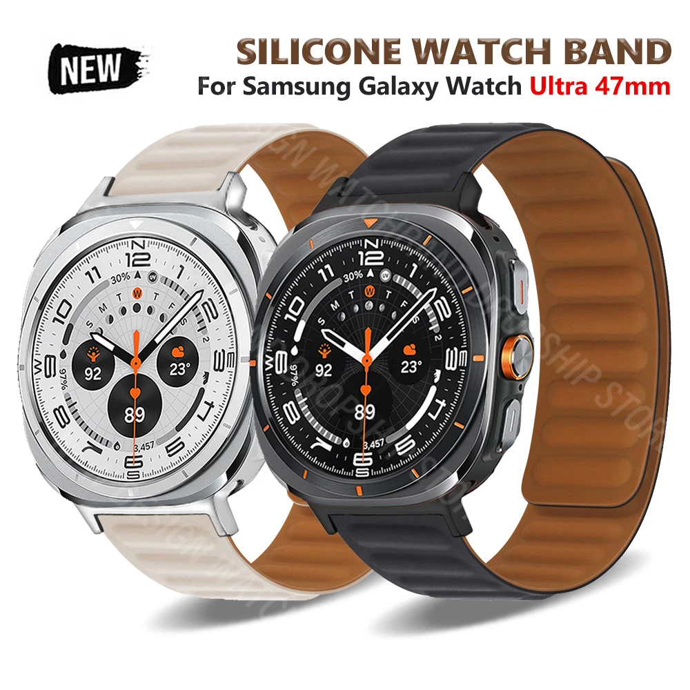 Correia magnética macia do silicone para o relógio da galáxia de Samsung, nenhuma faixa das lacunas, pulseira do laço, ultra, 47mm
