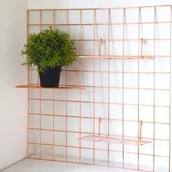 1 Pcs Wall Grid Panel Display Shelf with Hook Straight Shelf for Wall Organizer for Home Supplies Rose Gold Kichen Organizer