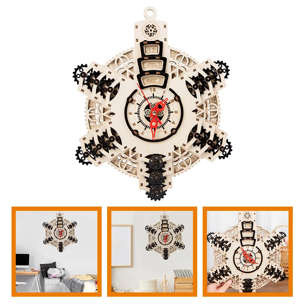 

Набор для сборки вечного календаря-часов из дерева, 3D-головоломка, креативный декоративный настольный декор для детской комнаты