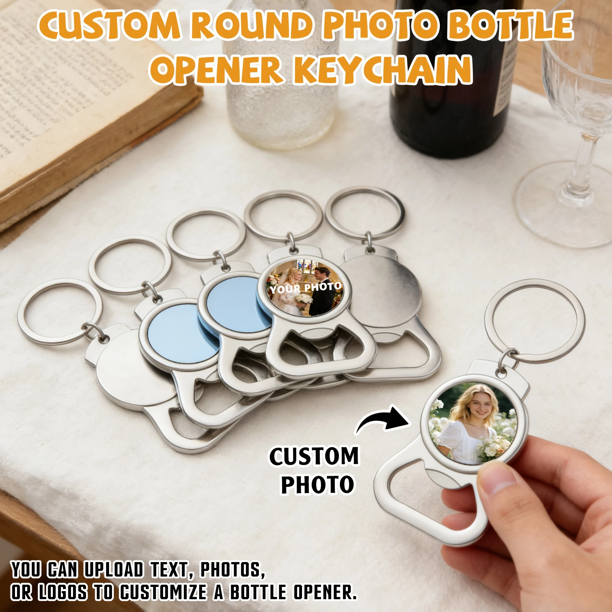 Custom Photo Keychain, Personalized Gift for Couples