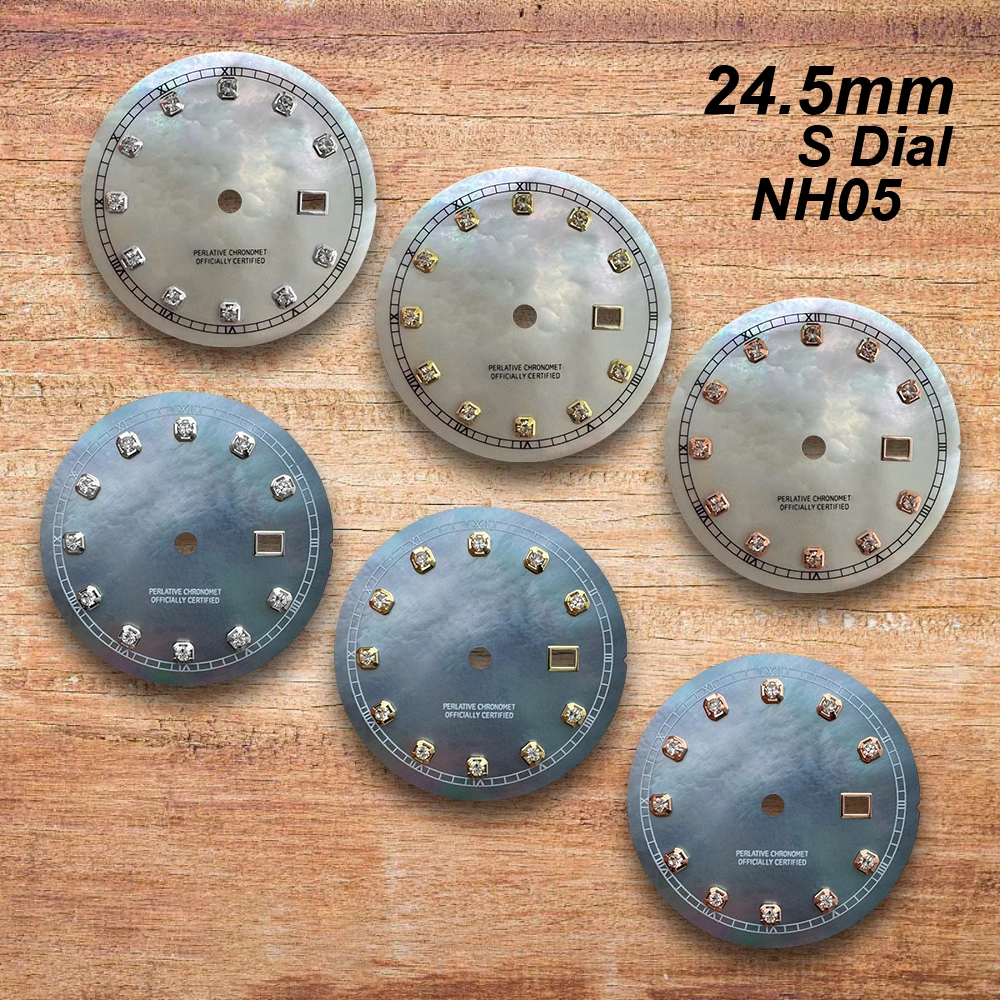 

24.5mm S Logo High Quality Diamond Shell Dial For NH05 Japanese Movement Watch Modification Accessories