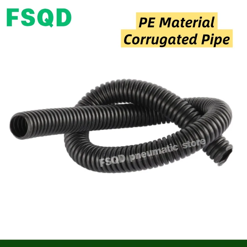 PE Material Black Plastic Corrugated Pipe Wire Hose For Home Decoration Wiring Protective Sleeve Tool