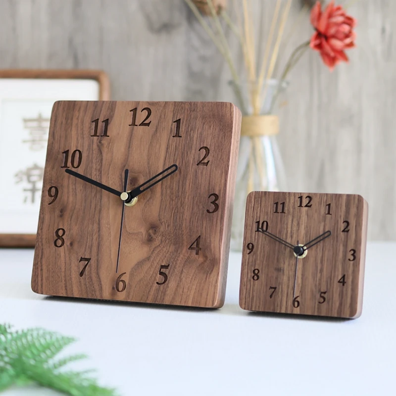 Nordic Countertop Chronometer Solid Timber Noiseless Desk Clock Innovative Creative Table Watch Simplistic Desktop Ornament