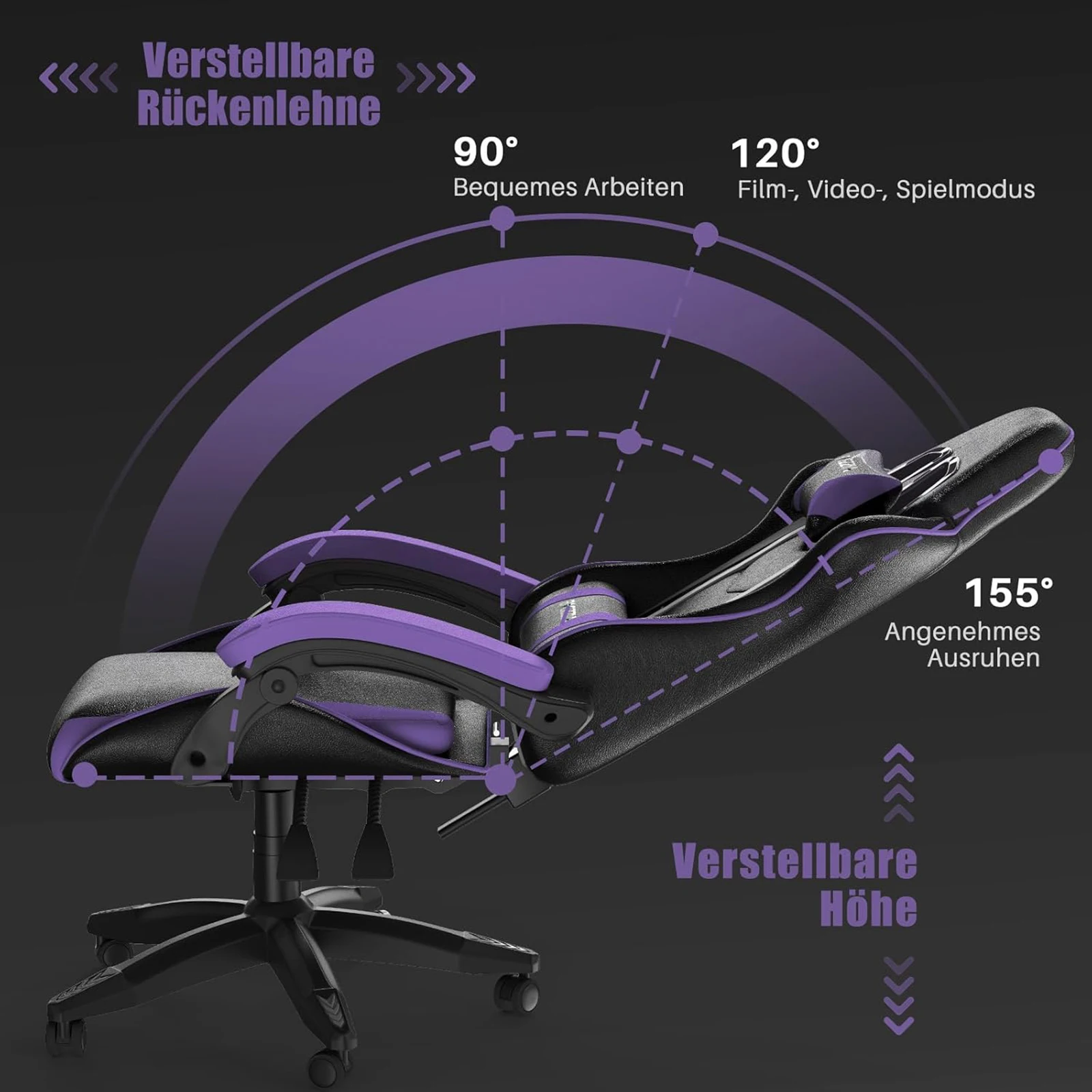 Bigzzia Gaming Chair Office Chair Ergonomic PU Leather Computer Desk Chair with Headrest Lumbar Support Game Chairs Racing Chair