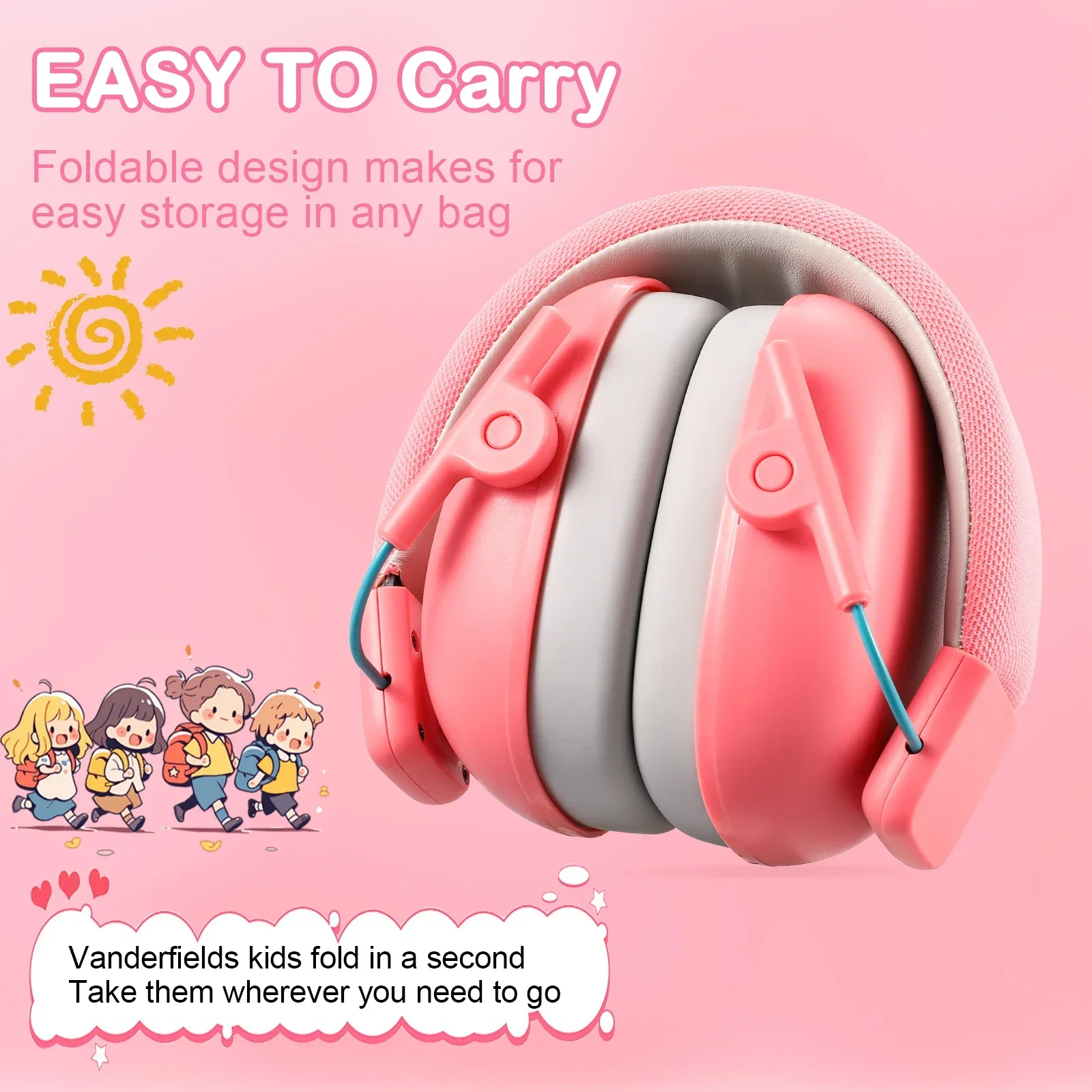 หูเด็กป้องกันหูหูฟังตัดเสียงรบกวน, NRR 26dB ป้องกัน Earmuffs สําหรับออทิสติก, เด็ก, เด็กวัยหัดเดิน