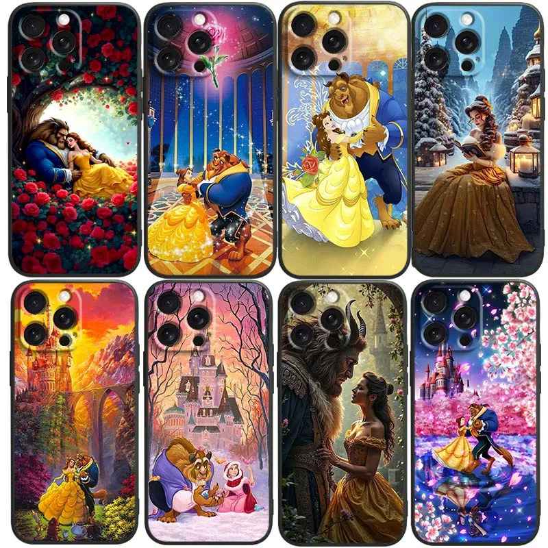 

Disney Beauty and the Beast For Apple iPhone 17 16 16E 15 14 13 12 11 Pro Max Plus Air Black Soft Silicone Cover Phone Case