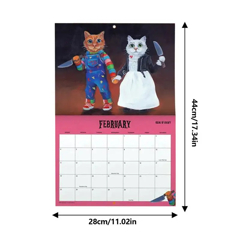 Calendário mensal do gato scaredy para planejamento, Calendário de parede criativa para planejamento diário, Calendário do gato scaredy, 12 meses