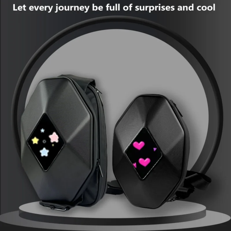 LED motorcycle bag IT man outdoor travel street personality light screen smart phone Bluetooth wheel cast animation backpack