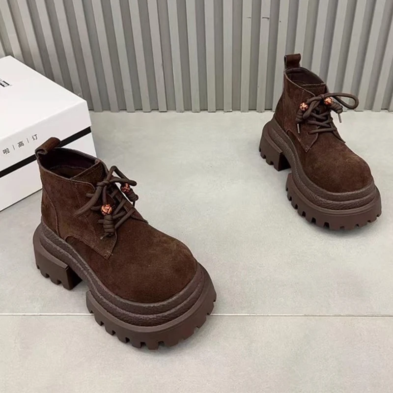 

Женские ботильоны на плоской подошве, модная обувь на платформе, замшевые дизайнерские повседневные спортивные ботинки, новинка 2023 года, уютные женские ботинки «Челси»