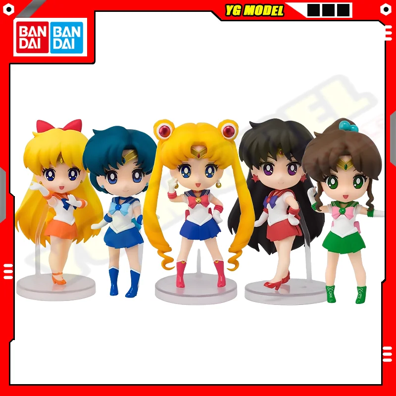 

BANDAI Sailor Moon Action Figures Mercury Usagi Mars Minako Venus Jupiter Q-version Active Joint Figures Figuarts Mini Original