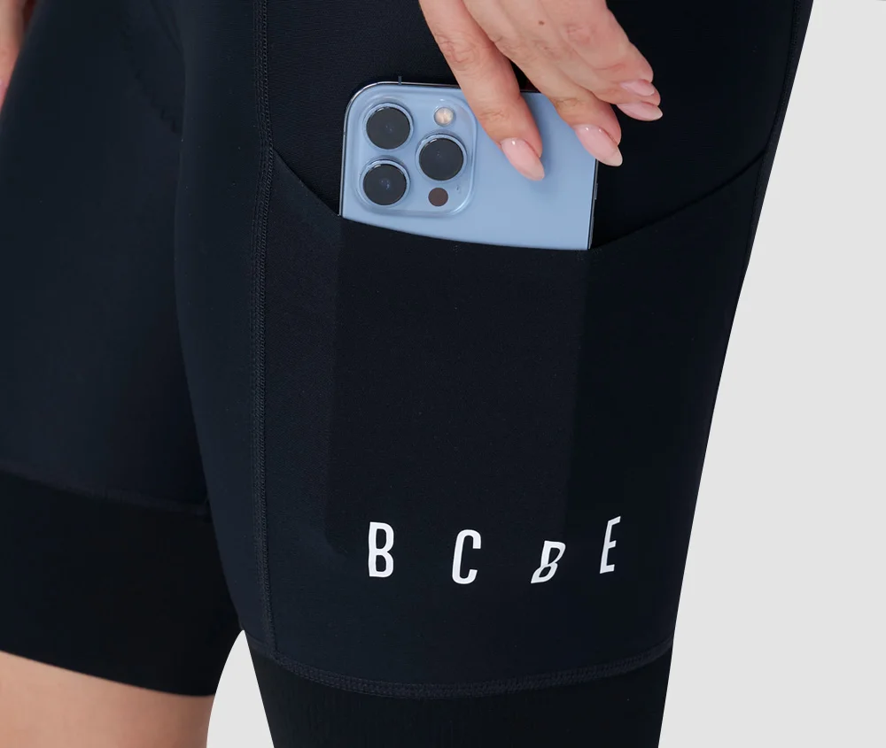 BCBE-ING Damen-Radtrikot-Shorts mit 7-Stunden-Elastik-Interface-Polsterung, Rennrad-Trägerhose für Frauen, eng anliegende Fahrradbekleidung mit Taschen – Detail 12