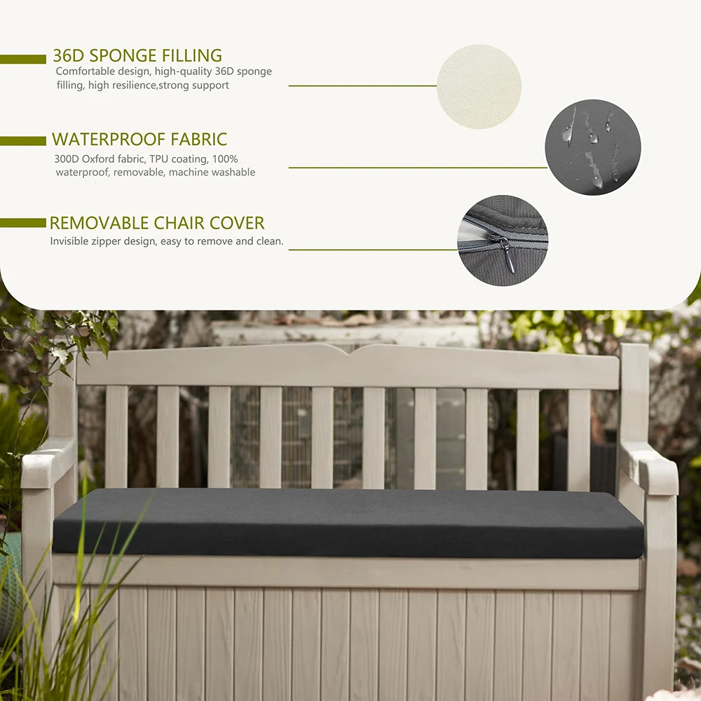 100% مقاوم للماء حديقة مقعد وسادة 2/3 مقاعد في الهواء الطلق طويل مقعد وسادة للمقعد لحديقة فناء مقهى مع غطاء قابل للإزالة