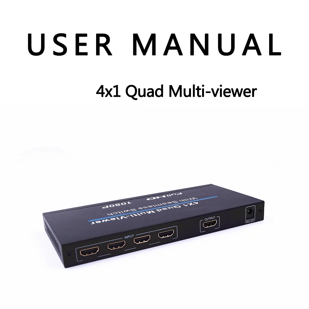 4X1 HDMI-compatibl Splitter Converter Quad Screen Real Time Multi-Viewer HDMI-compatibl Splitter Seamless Switcher 1080P 60Hz 3D