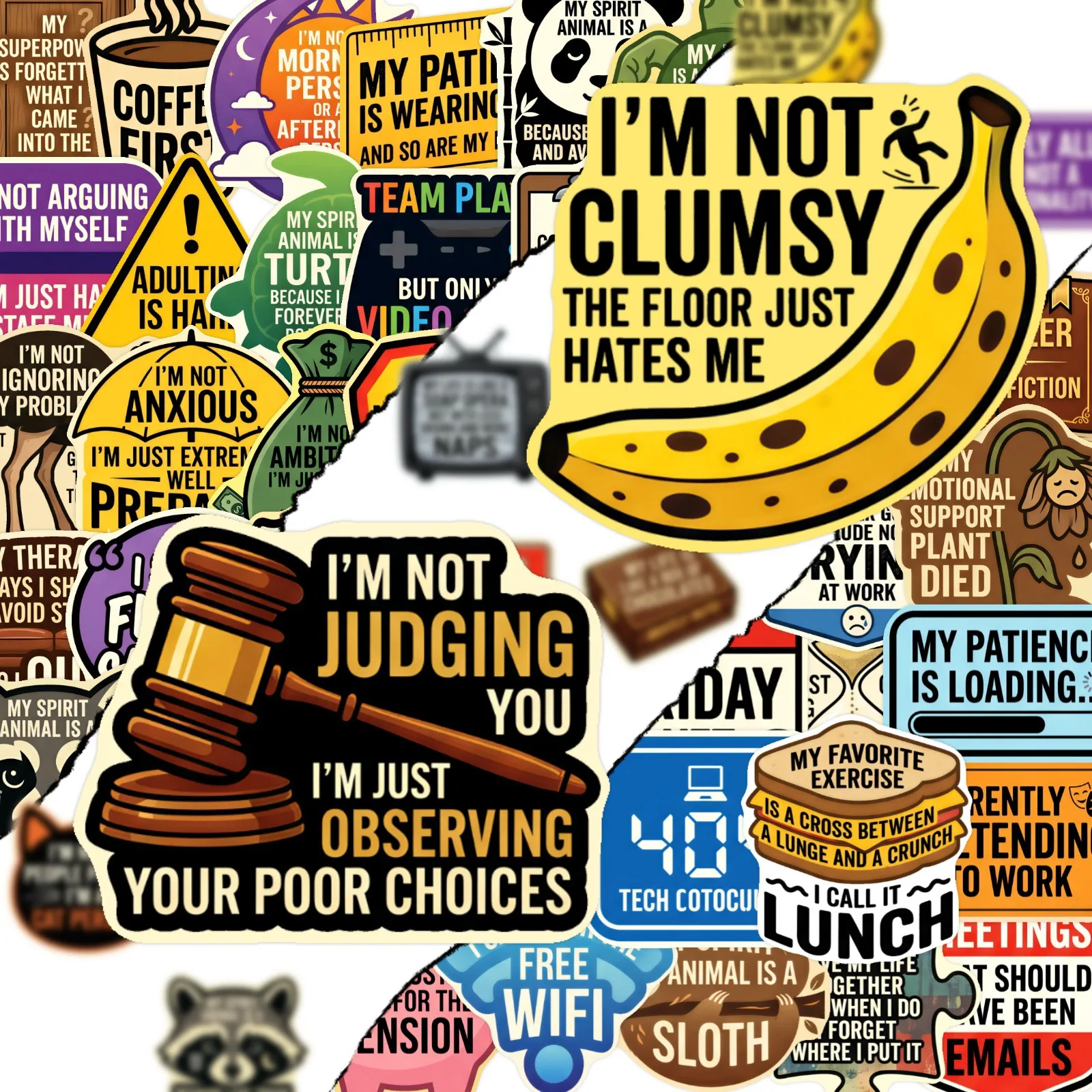 10/30/50Pcs Cartoon Funny Work Slogan Stickers Humorous Office Meme Vinyl Decals Journal Water Bottle DIY Decor Graffiti Sticker