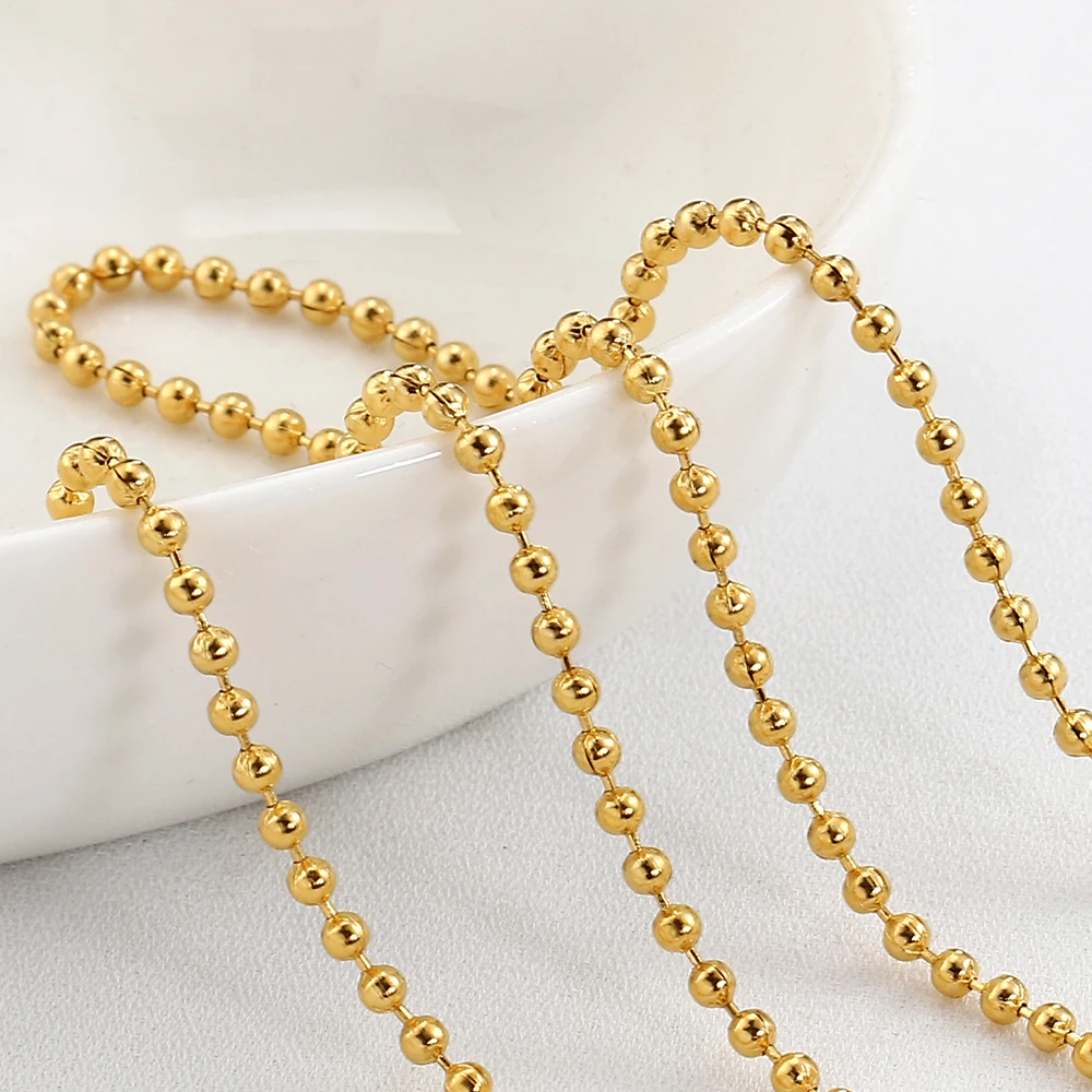 1.2-3mm Stainless Steel Beaded Ball Chains for Bracelet Necklace Supplies Steel Bead Chain DIY Jewelry Making Material Wholesale