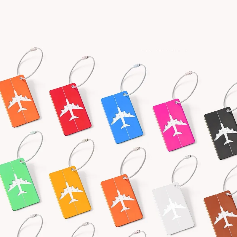Reisegepäckanhänger aus Aluminiumlegierung, Kofferanhänger, Flugzeug mit Namen, Anti-Verlust, einfarbiges Reisezubehör – Detail 7