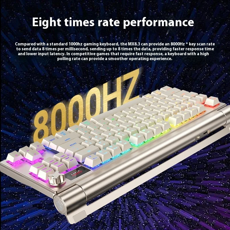 CHERRY MX8.3S Mechanical Keyboard Wireless Tri-mode LCD Gasket Hot Swap Aluminum Alloy PBT RGB 4600mAh PC Gaming Keyboards