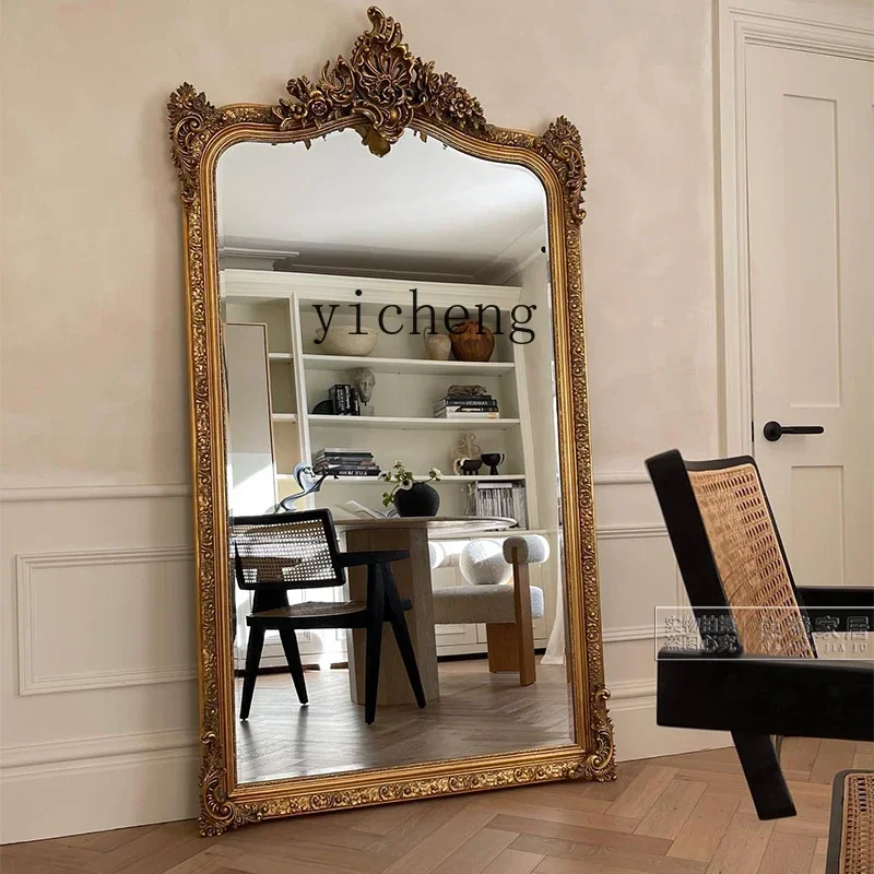 JZ-25 - French retro floor-to-ceiling mirror wall-mounted home full-body mirror European-style fitting mirror