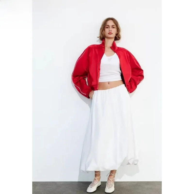 

Шелковый атлас Feel Long Sve Jaet, новинка весны 2024, женская верхняя одежда свободного покроя с цветочной отделкой, цельная, обычная, тонкая