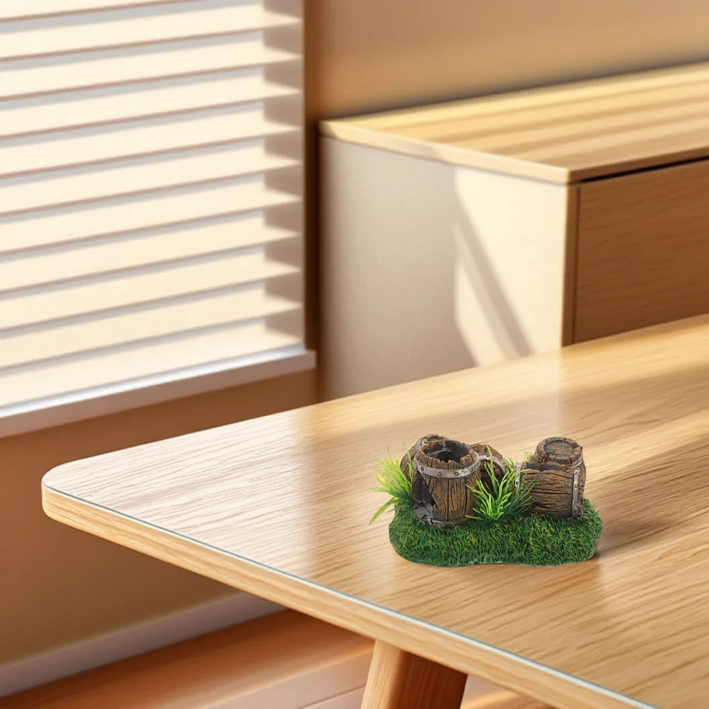 

Lifelike Resin Barrel Aquarium Decor for Fish and Shrimp Hideout Cave Tank Ornament Aquatic Landscape Accessory