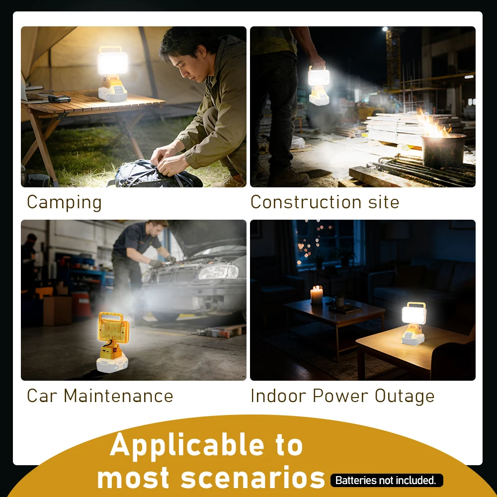 2000LM 18W LED Flashlight for Dewalt 20V Max Battery, USB Port Work Light for Camping Emergency (Battery Not Included)