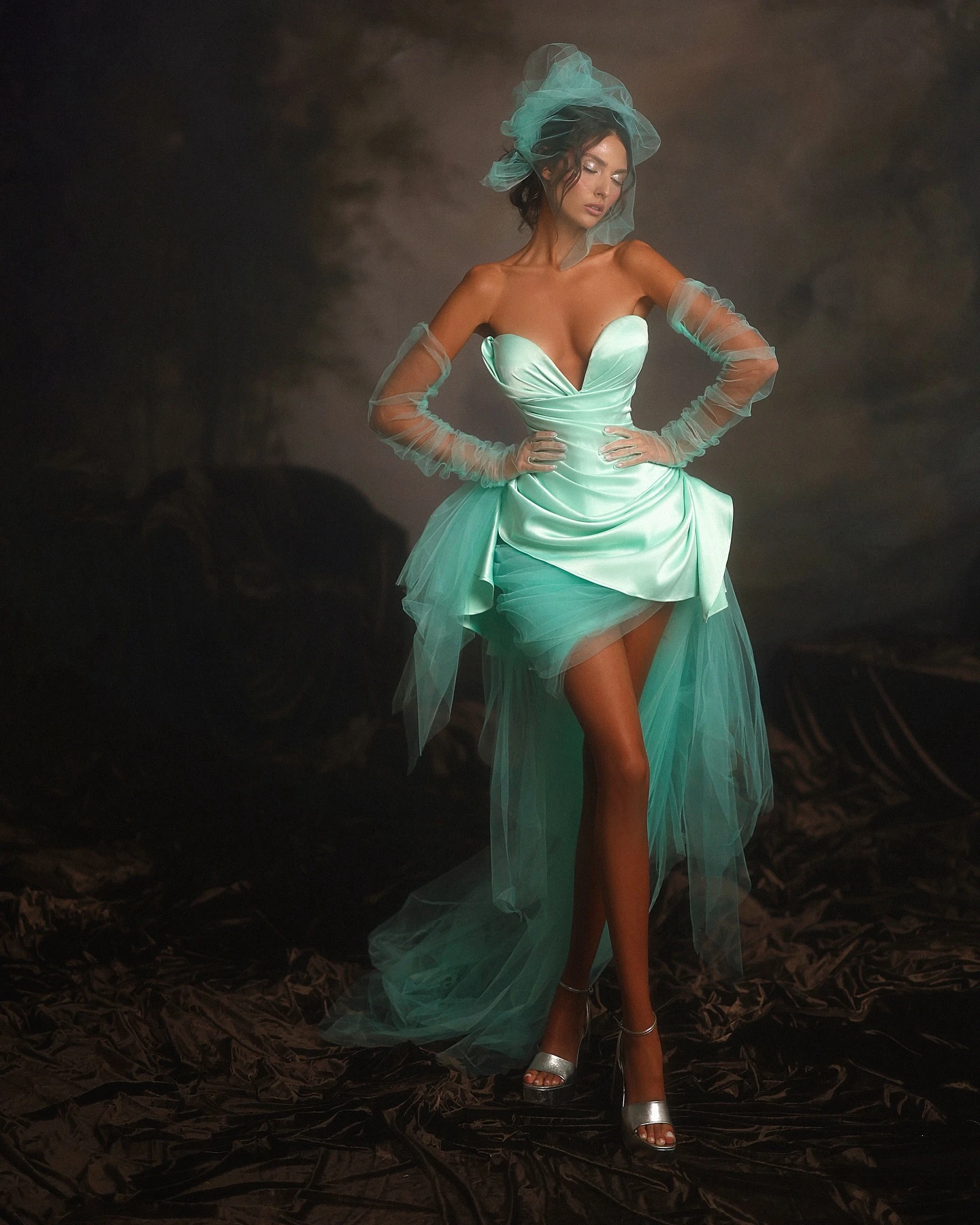 Śliczna Miętowa Sukienka na Studniówkę Bez Ramiączek z Dekoltem w Serek, Krótka, Syrenka z Plamą i Siateczką, Sukienki Koktajlowe, Vestidos de Fiesta, Szyte na Miarę