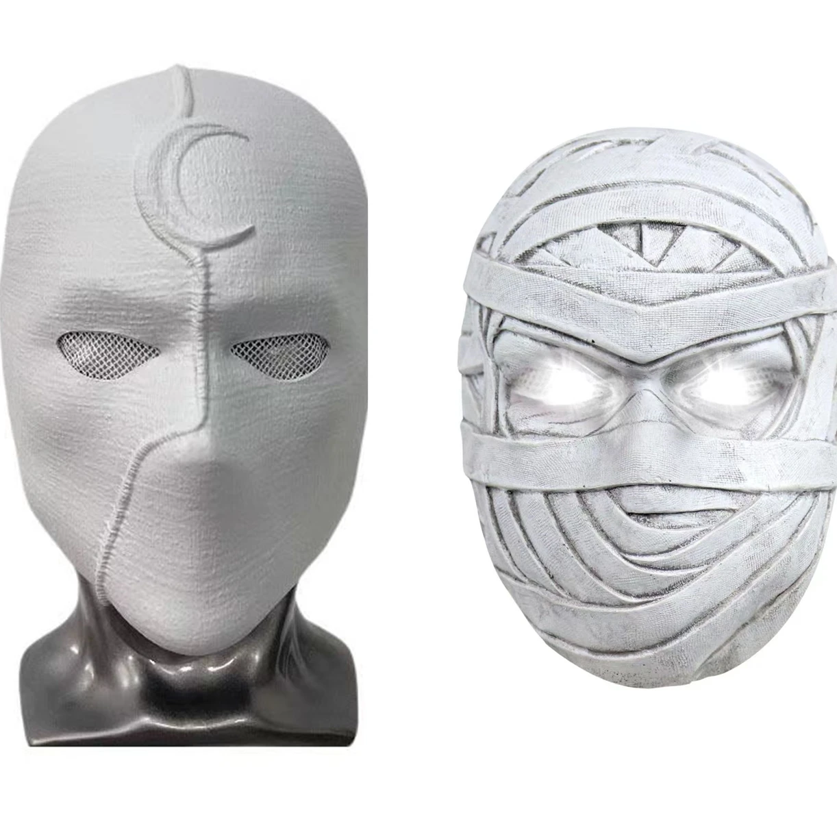 

Halloween Moon Knight Mask Marc Spector Face Head Cosplay Props Party White Helmet For kids