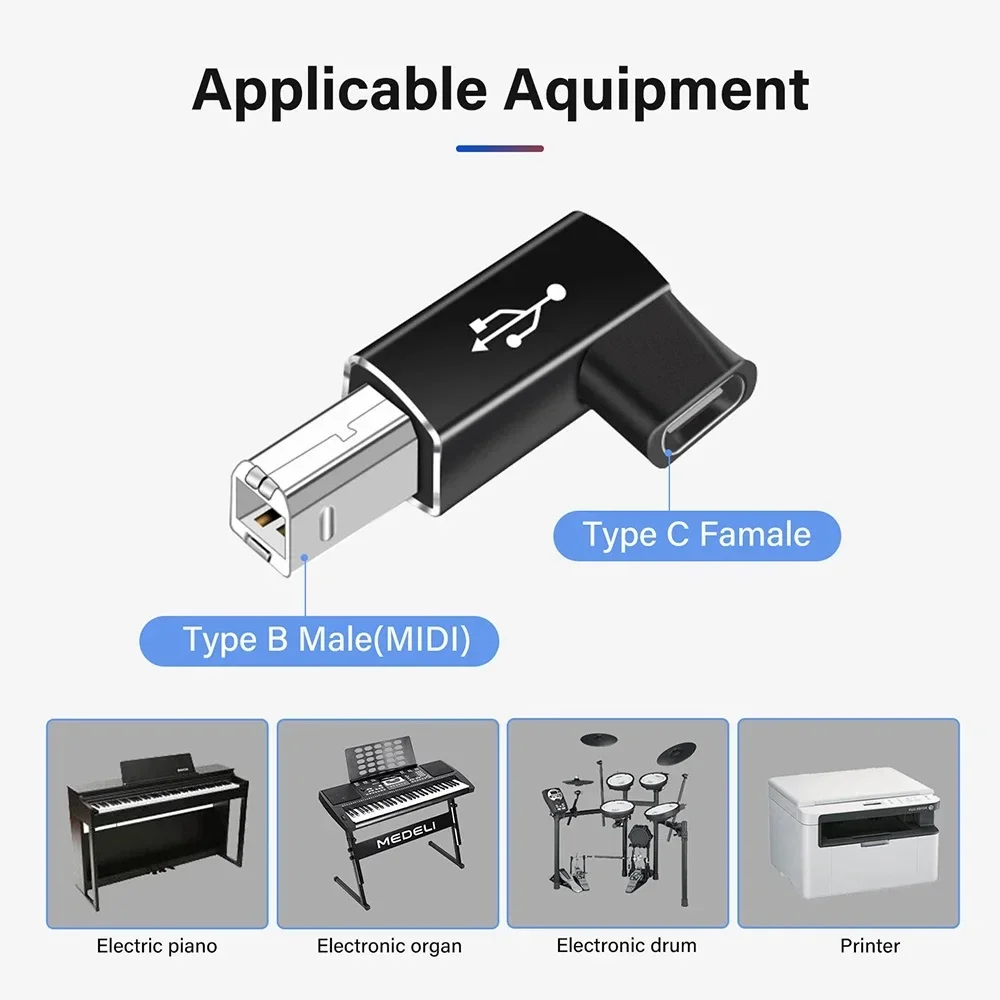 USB 2.0 Printer Adapter USB Type C To Type B Male for Printer Hard Drive Base Fax Machine Scanner USB 2.0 Type C Printer Adapter