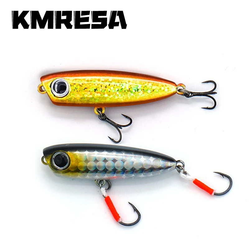 45mm 3.5g superfície popper iscas de pesca fundição longa isca artificial topwater lápis swimbait wobblers para pike poleiro equipamentos