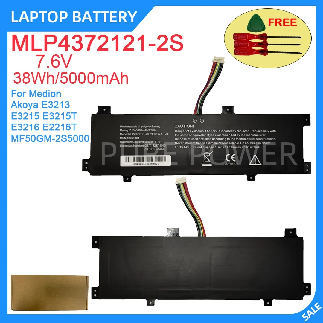 New Laptop Battery MLP4372121-2S 7.6V 38WH 5000mAh High Quality For Medion Akoya E3213 E3215 E3215T E3216 E2216T MF50GM-2S5000