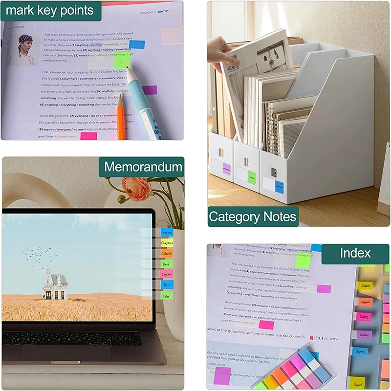 100-180sheets Transparent Sticky Notes Page Markers Book Tabs Index Sticky Notes Bookmarks Memo Pad Notepad Stickers Stationery