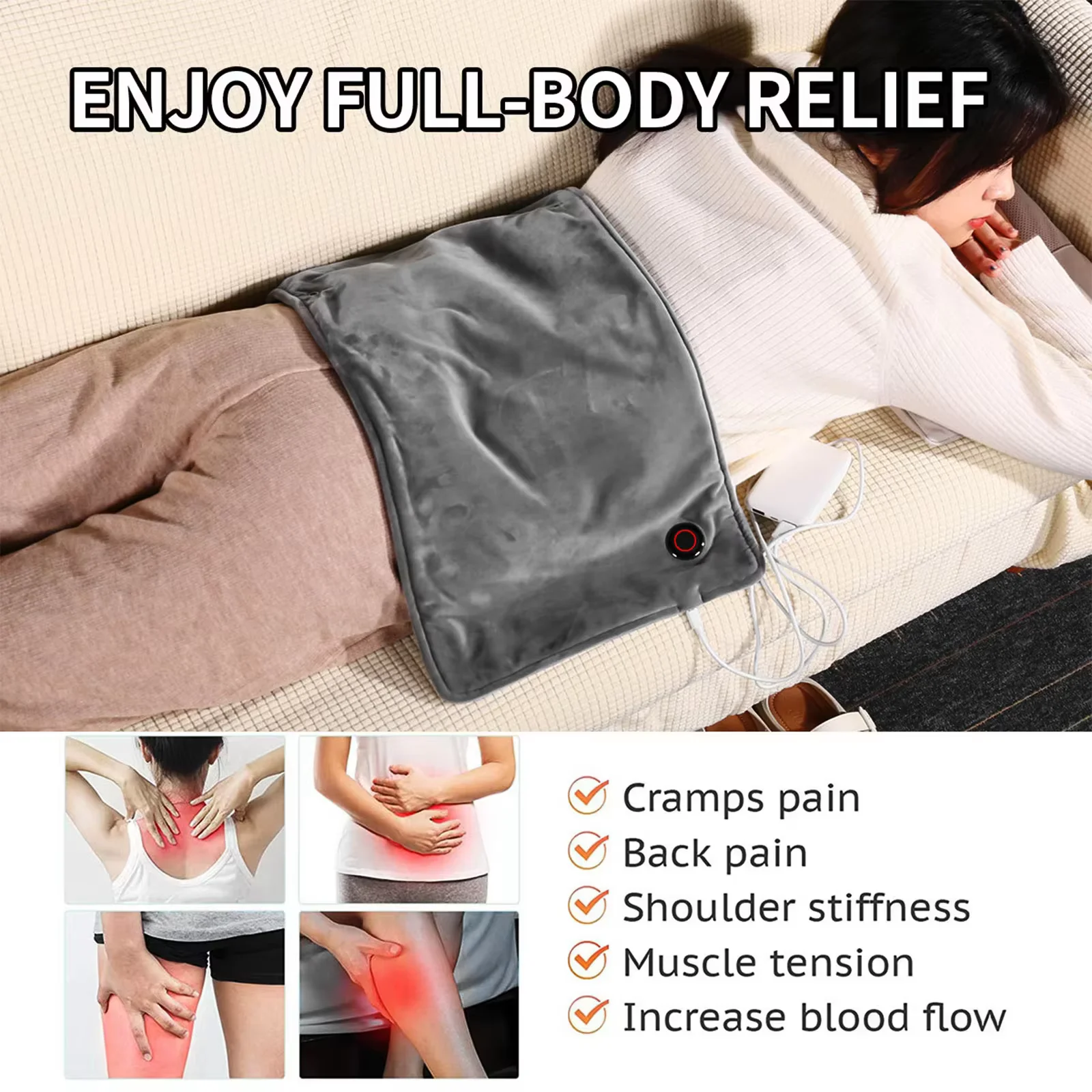 

Graphene Electric Blanket Electric Heating Insulation Blanket Office Car Heated Chair Cushion 3-HotSpeed Timing USB Power Supply