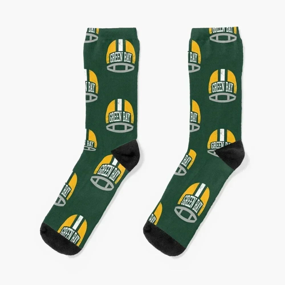 Green Bay Retro Helmet - Green Socks christmas gift essential Mens Socks Women's