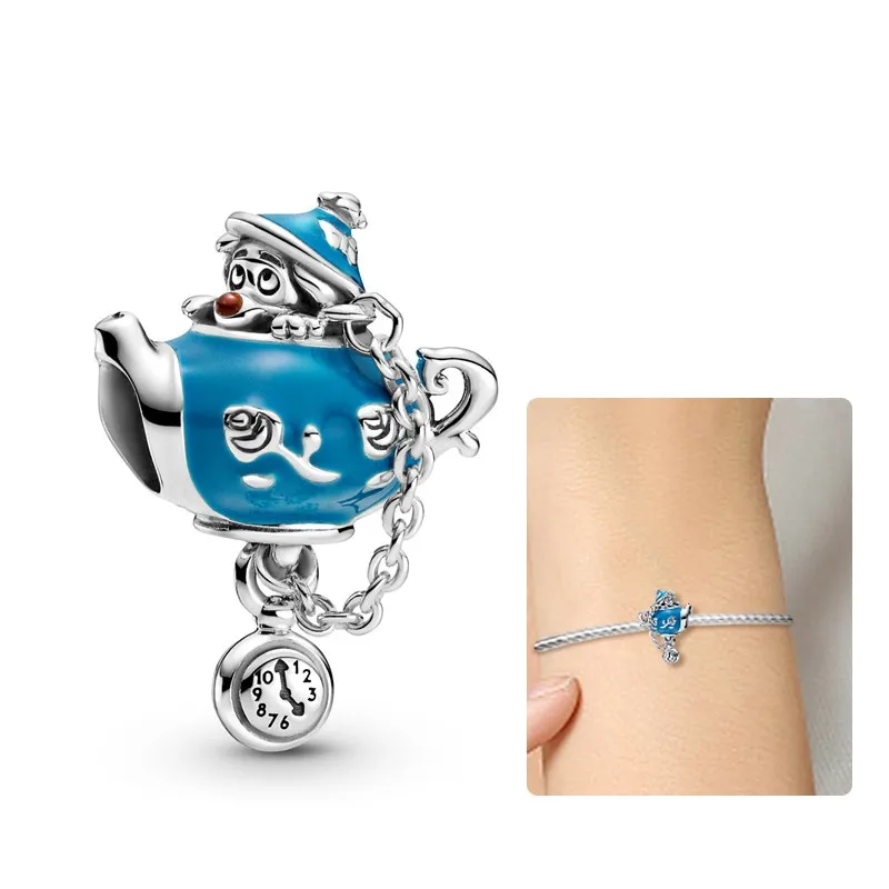 

Hot Sales 925 Silver Original Charms Beads Fit Pendant Charm Bracelet Clock Teapot Dangle for Women DIY Fine Jewelry Making