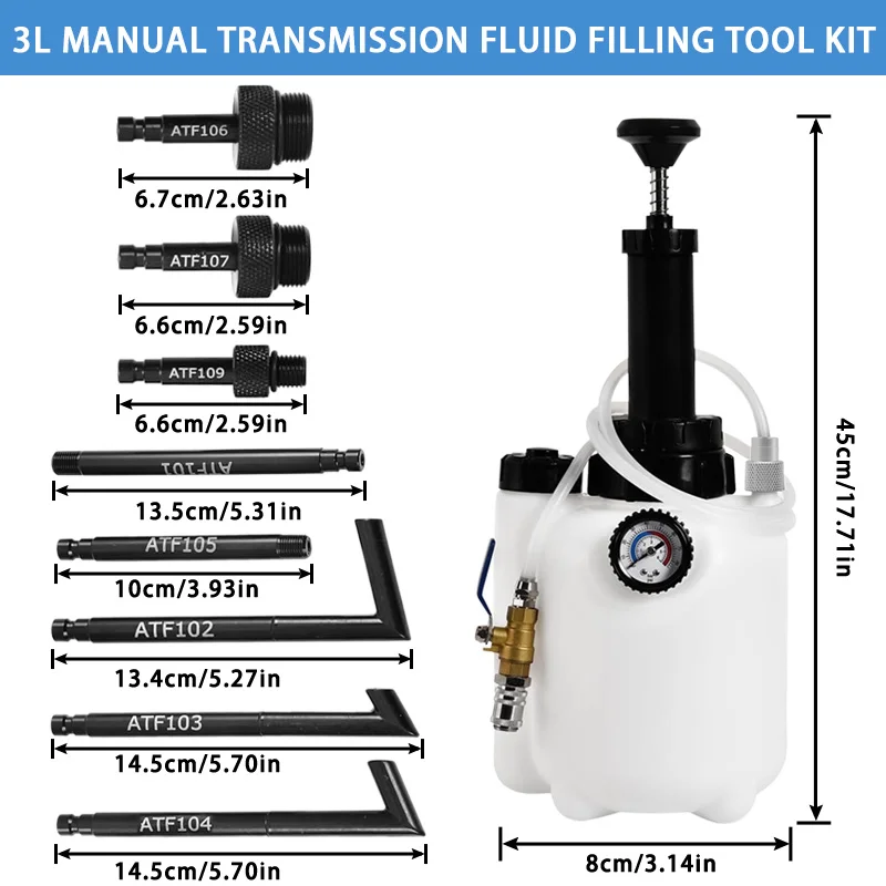 Manual Transmission Oil Filling System Hand Pump OR Pneumatic Automatic Gearbox Oil Fluid Hand Pump 3L Tool with Adapters