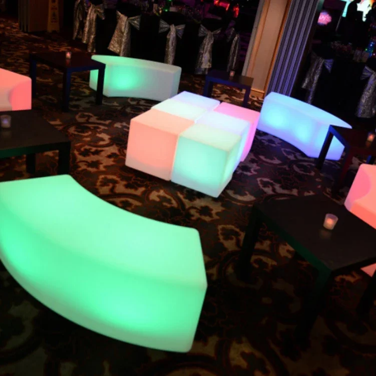Glow Lighting Long Stool Arc Seat Sectional Sofa Outdoor Party Portable Furniture Post Modern Bench RGB Night Light image 3
