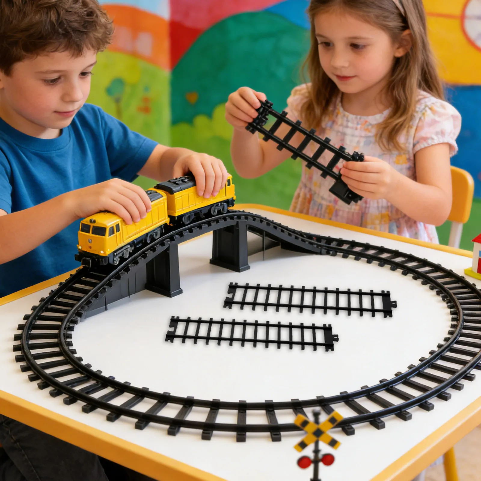 6Pcs Train Track Connectors Plastic Railway Track Accessories DIY Electric Train Set Extension Parts Tracks Railway Toys