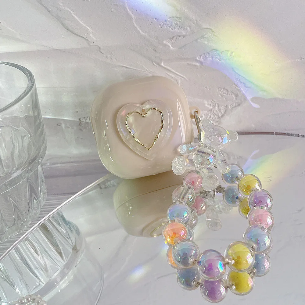 Ốp Lưng Dành Cho Samsung Galaxy Samsung Galaxy Nụ 2 / 2 Pro Hoa Trái Tim Ngọc Trai Ốp Lưng Có Móc Khóa Vòng Tay Mềm TPU Dành Cho samsung Nụ Sống Buds2