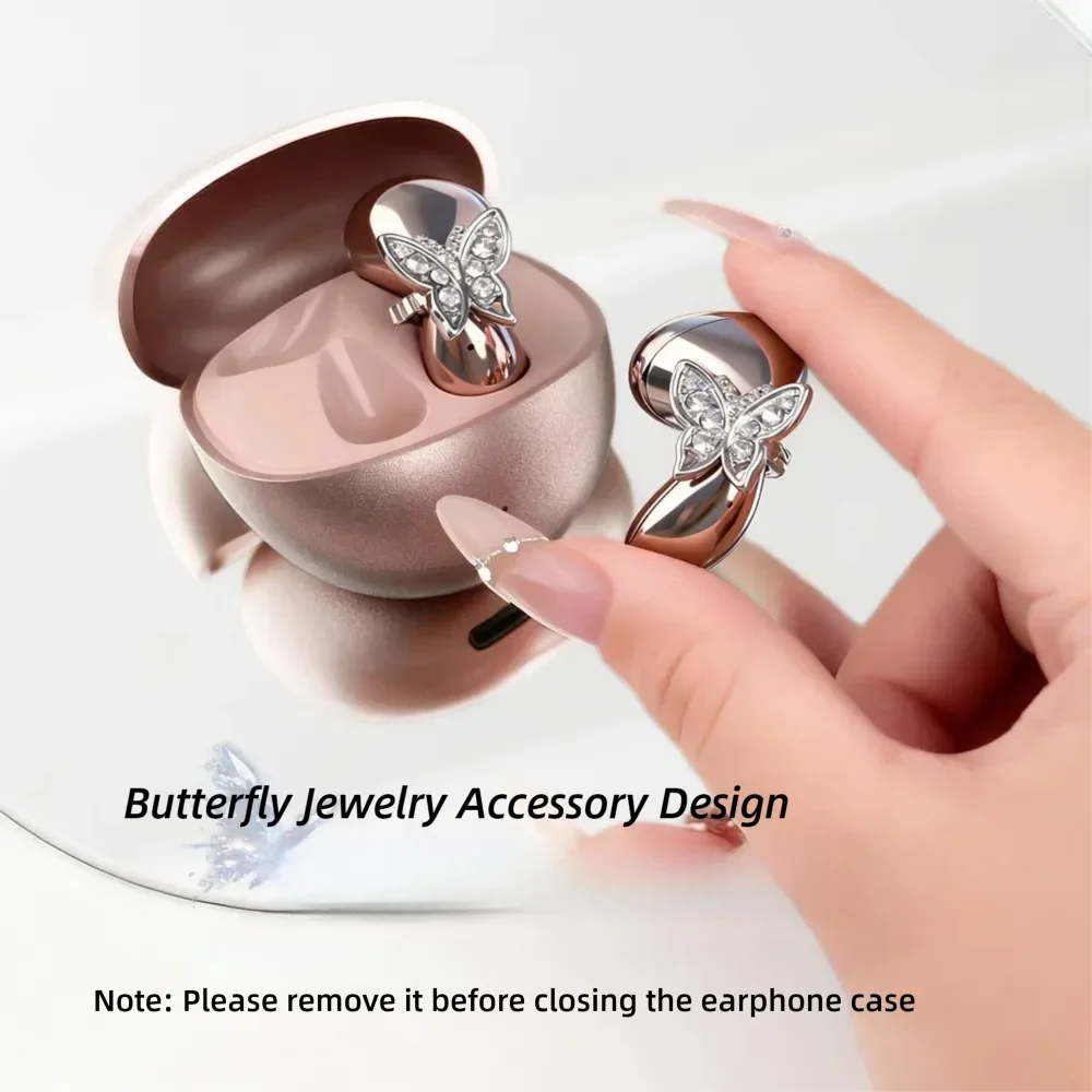 

ERDU Wireless Bluetooth Earbuds Butterfly Jewelry Earrings Design ANC Noise Reduction HIFI Sound Cute Girls Earphones For Gift