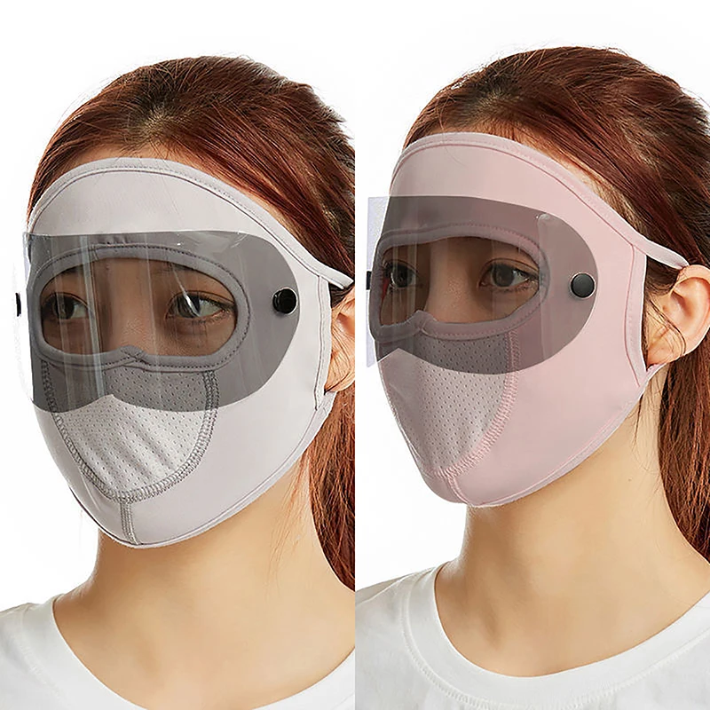 Women Summer Full Face Ice Silk Neck Protection Sunscreen Mask Outdoor Dustproof Breathable Anti-ultraviolet Thin Face Mask