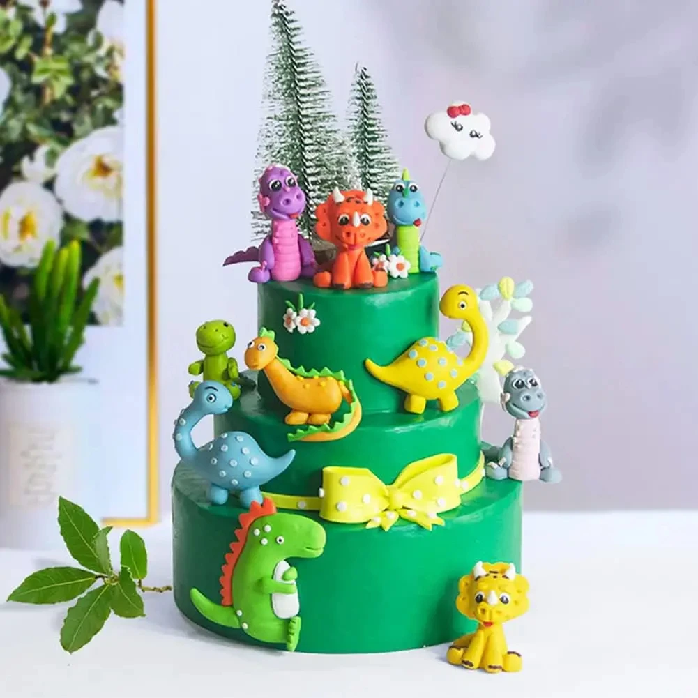 3PCS Dinosaur Theme Party Cake Topper Birthday Party Decorations Kids Boy Cake Decor