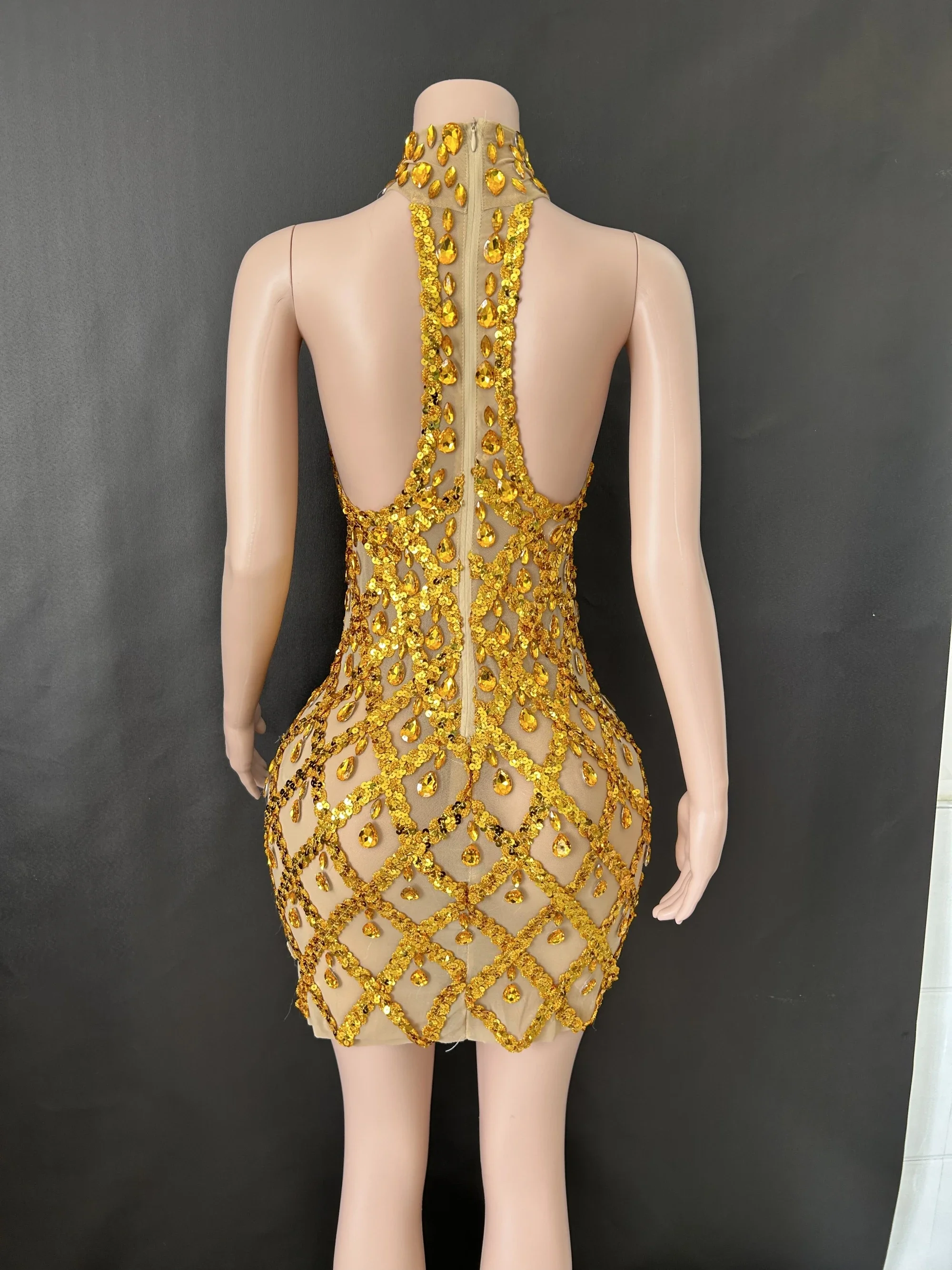 المرأة مثير المرحلة الساطع حجر الراين الترتر فستان سهرة حفلة موسيقية عيد ميلاد فستان شفاف أداء المغني نادي المضيف