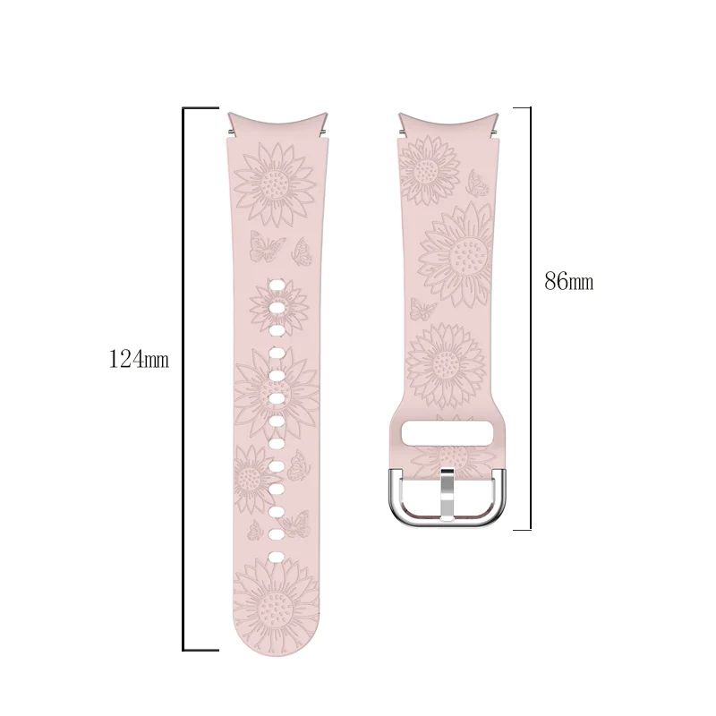 Bracelet en silicone gravé Boho pour femme, bande décorative, compatible avec Samsung Galaxy Watch 6 5 4 Classic, 43mm