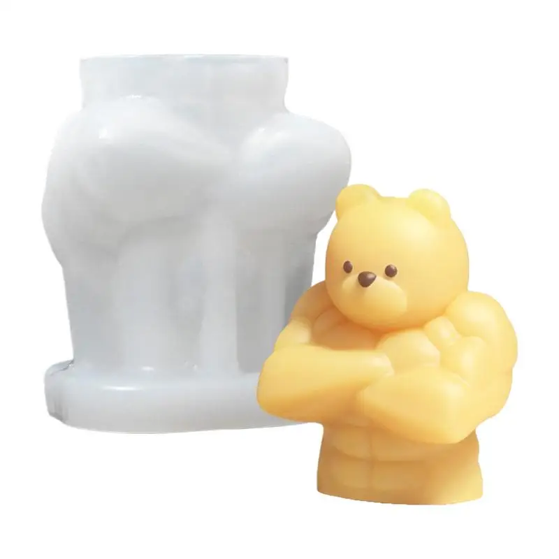 3D Moulds Making Desktop Ornament Bear Resin Mold Muscle Bear Cartoon Art Crafts Tools Handmade Crafts Supplies for Decoration