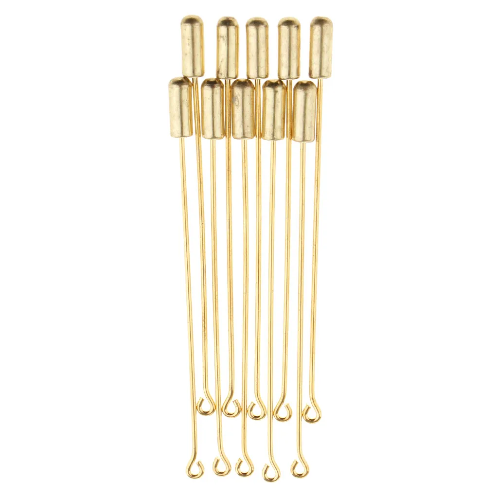 10 Pieces Needle Plug Lapel Stick Hat Scarf Hijab Brooch Boutonniere Pin gold color Tone 7.1cm Long Fashion Jewelry