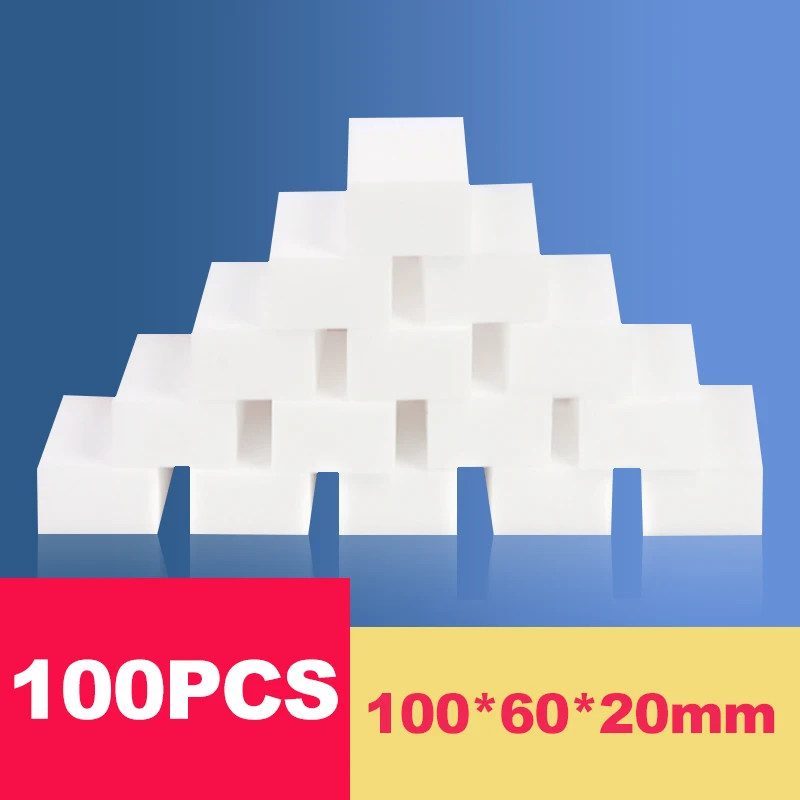 100pcs/Lot Magic Sponge Eraser White Melamine Sponge for Dishwashing Kitchen Bathroom Office Cleaner Cleaning Tools 100*60*20mm