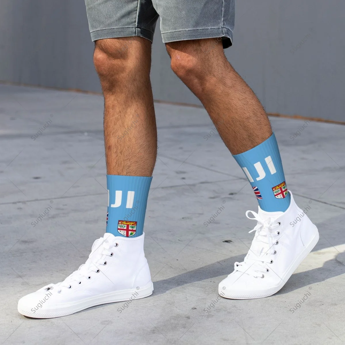 ثلاثية الأبعاد مطبوعة فيجي العلم البوليستر منتصف العجل الجوارب للرجال النساء Kawaii الجوارب الشارع سكيت الجوارب #4