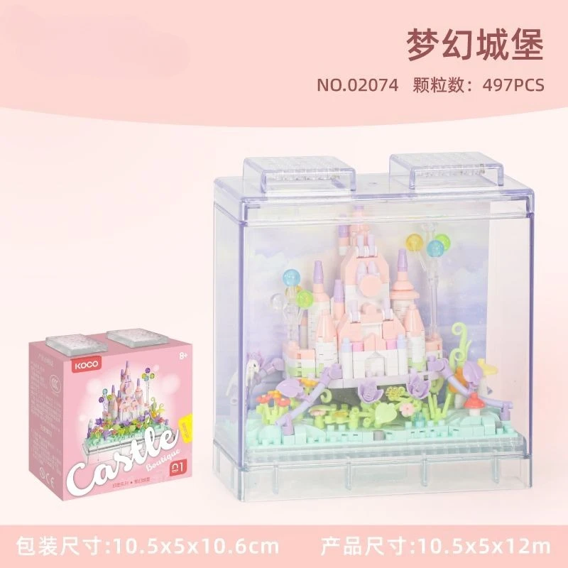 

Конструктор из микро-блоков для строительства замка со встроенным защитным чехлом от пыли, сказочная игрушка для детей на тему льда и снега, для самостоятельной сборки.