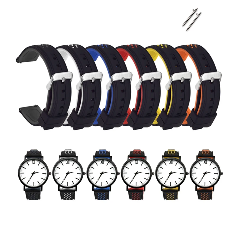 

20mm 22mm 24mm 26mm Silicone Strap for Huawei 3 Por Samsung Galaxy Active 2 40mm/44mm Amazfit GTS 2mini Replacement Watch Belt